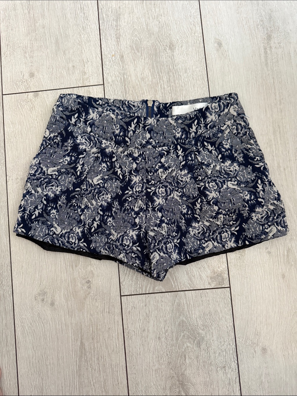 Floral Jacquard Navy and Cream Women’s Shorts